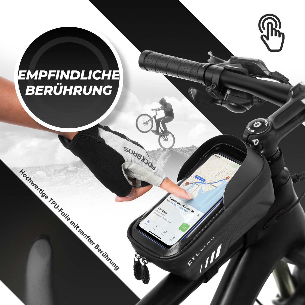 ROCKBROS Fahrrad Handytasche Handyhalterung mit Touchscreen 6.7 Zoll - ROCKBROS-EU