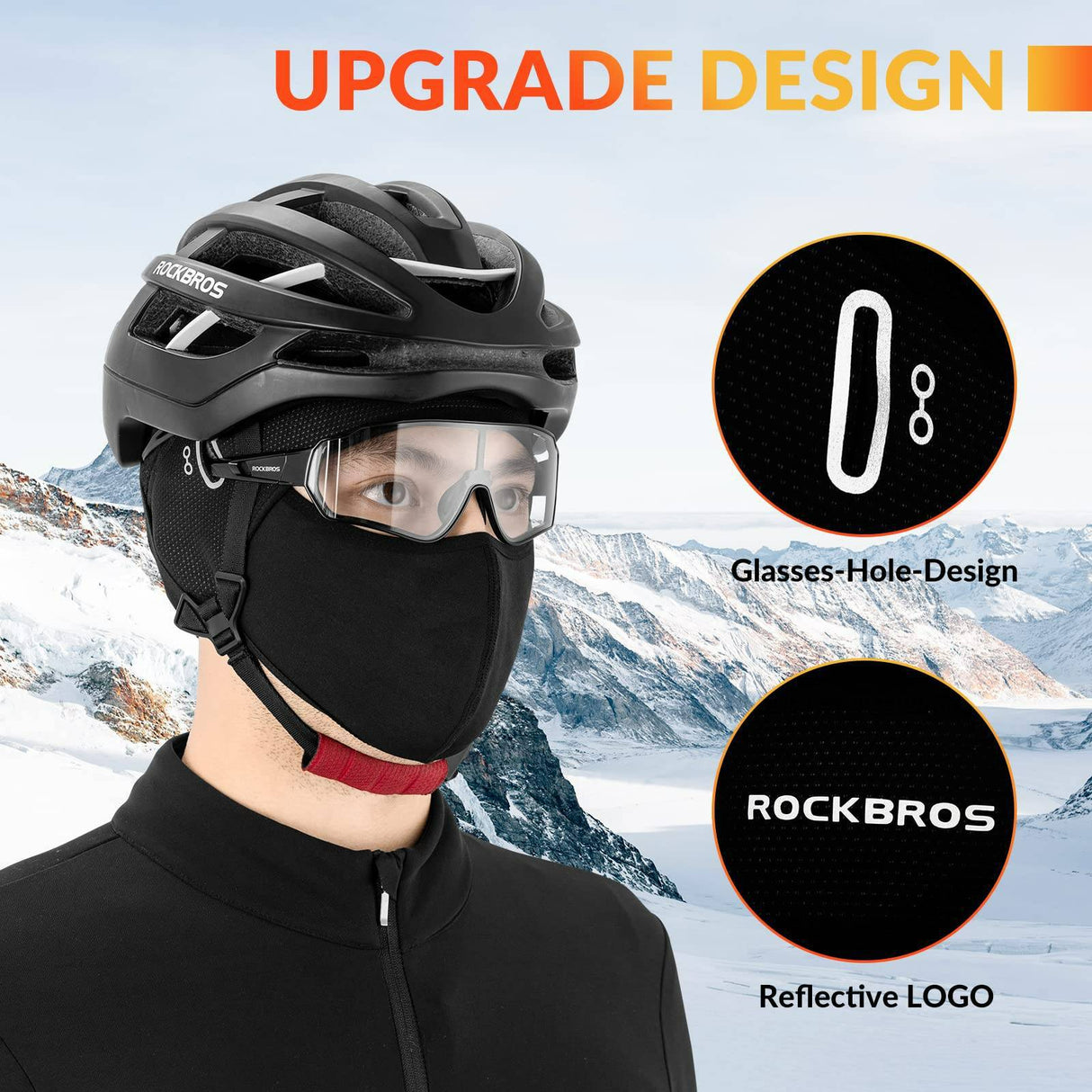 ROCKBROS Fahrrad Mütze Winter Baraklava mit Brillen-Loch Unterhelmmütze Unisex - ROCKBROS-EU