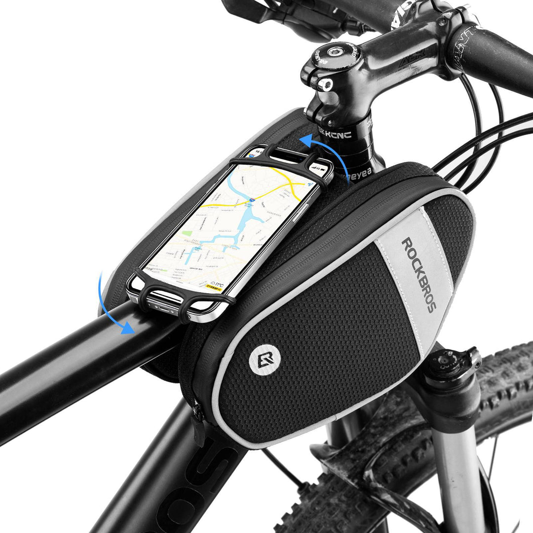 handyhalterung auto und fahrrad Schwarze 1,5L Rahmentasche mit 360° Drehbarem Handyhalter – ROCKBROS-DE