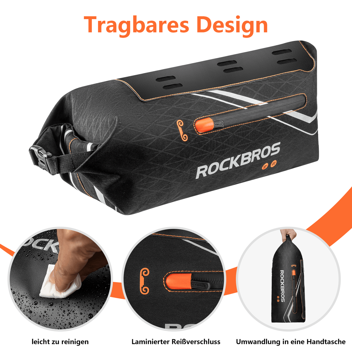 ROCKBROS Fahrrad Rahmentasche wasserdichte Dreiecktasche 3,5L Schwarz - ROCKBROS-EU