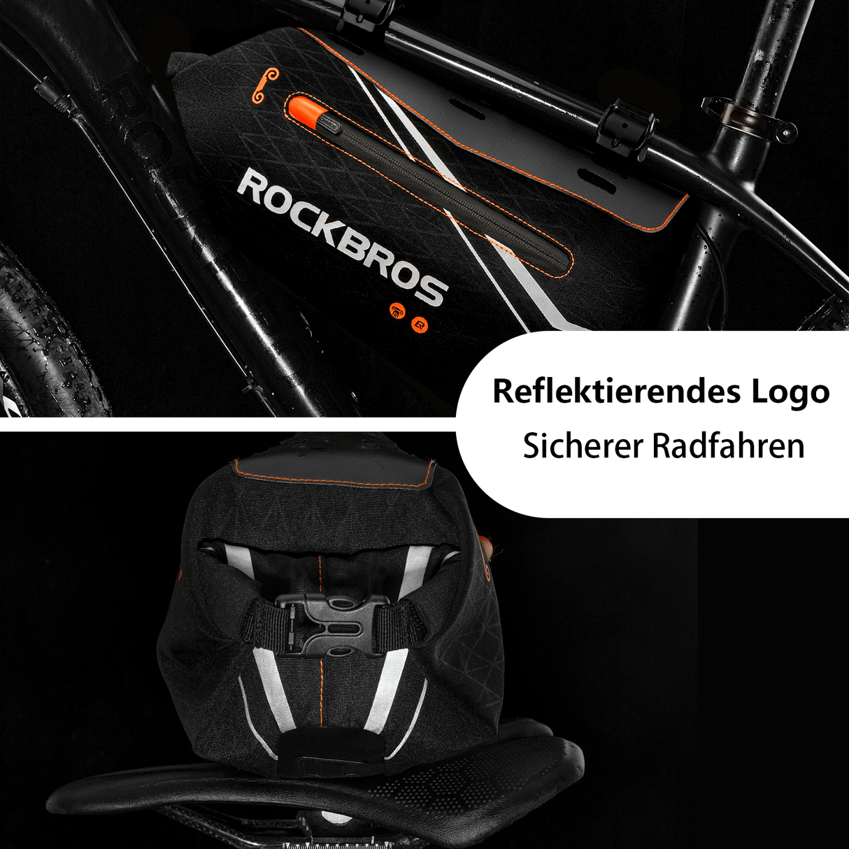 ROCKBROS Fahrrad Rahmentasche wasserdichte Dreiecktasche 3,5L Schwarz - ROCKBROS-EU