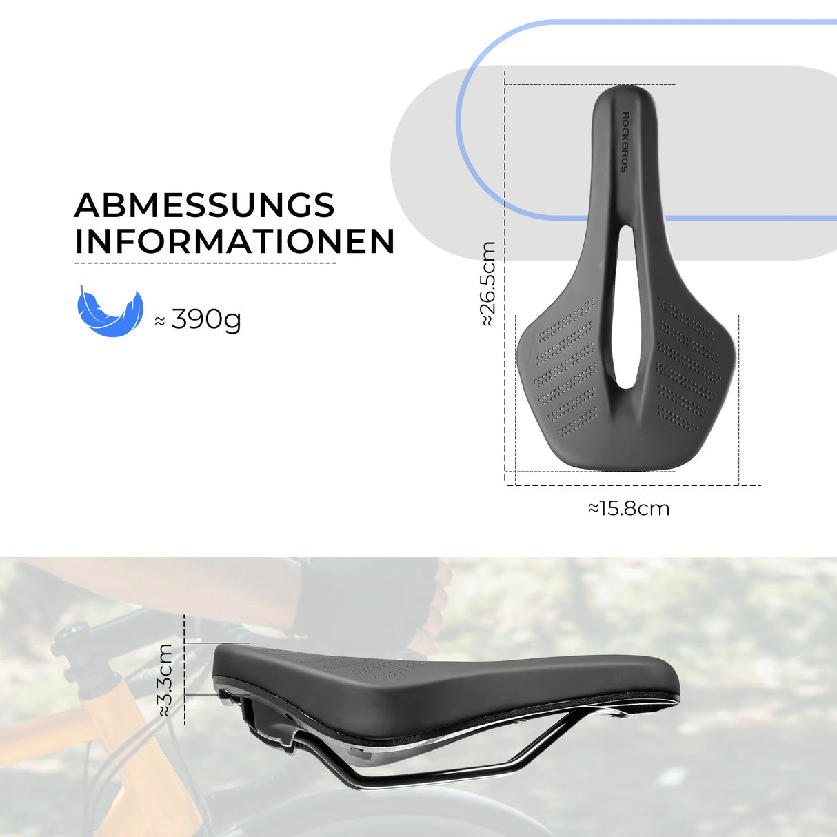 ROCKBROS Fahrrad Sattel Ergonomischer Stoßdämpfender Fahrradsattel Unisex - ROCKBROS-EU