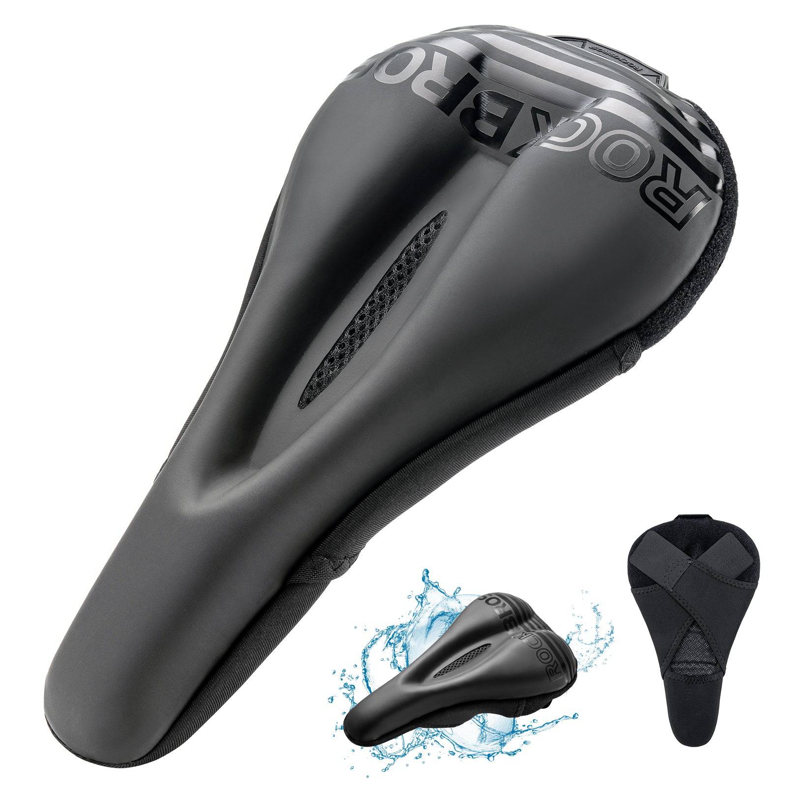 Rockbrosbike gel padded saddle cover installed on a bike seat