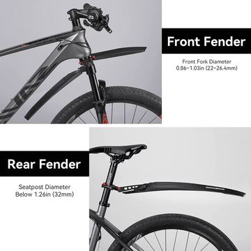 abnehmbare schutzbleche mtb ROCKBROS Fahrrad Schutzblech Set MTB Spritzschutz 26 Zoll Schwarz – ROCKBROS-DE