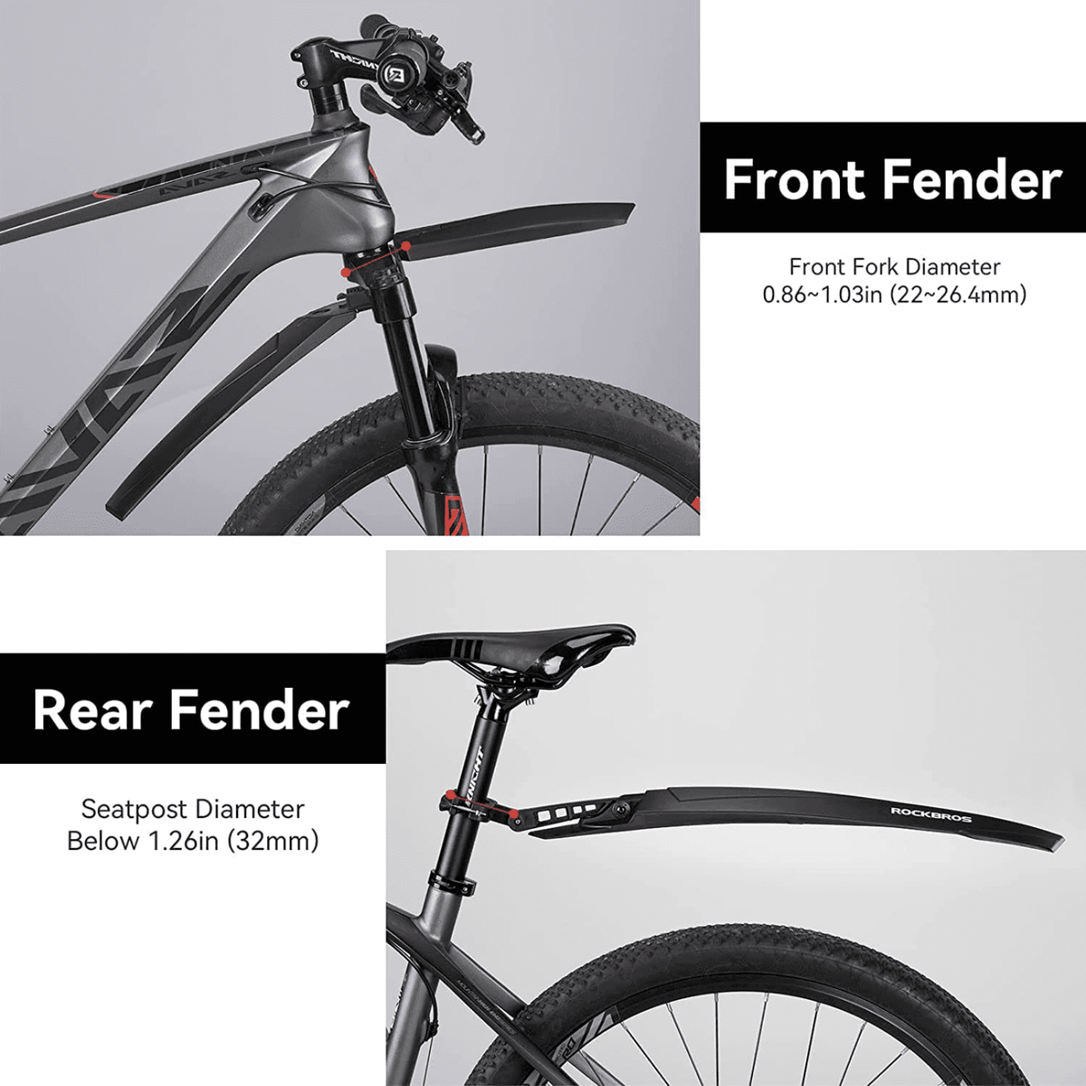 ROCKBROS Fahrrad Schutzblech Set MTB Spritzschutz 26 Zoll Schwarz –  ROCKBROS-DE