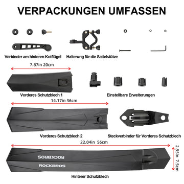 fahrrad schutzblech 26 zoll vorne ROCKBROS Fahrrad Schutzblech Set MTB Spritzschutz 26 Zoll Schwarz – ROCKBROS-DE