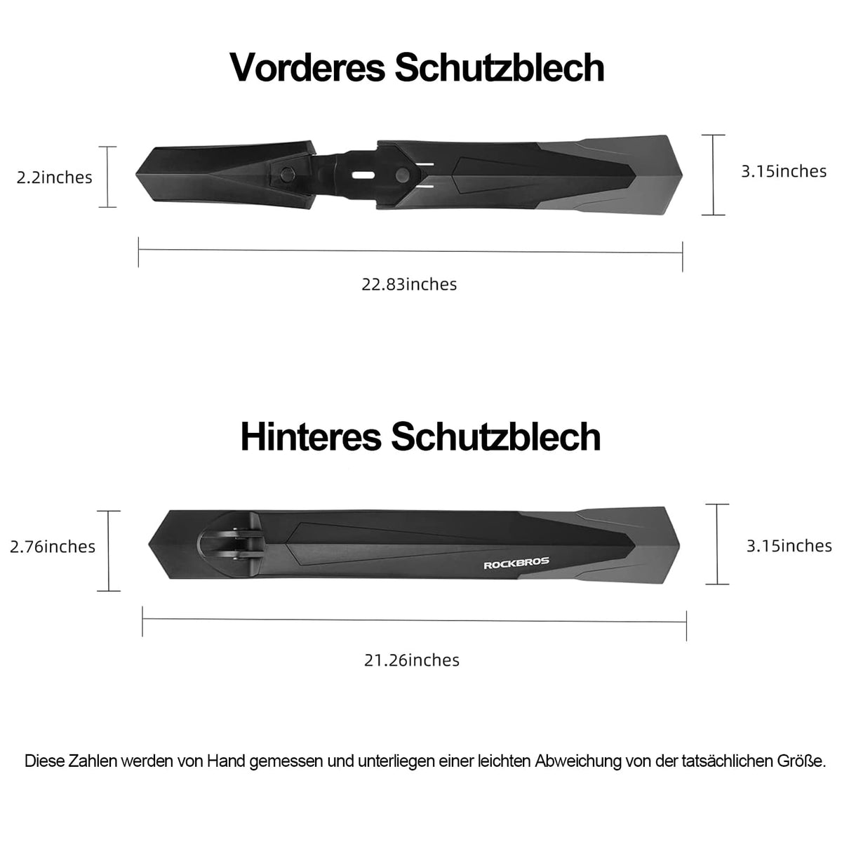 schutzblech größe ROCKBROS Fahrrad Schutzblech Set MTB Spritzschutz aus PP und Gummi –  ROCKBROS-DE