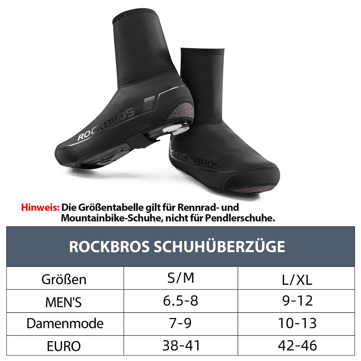ROCKBROS Fahrrad Überschuhe Winter warm Überzieher für Radsport Schwar – ROCKBROS-DE