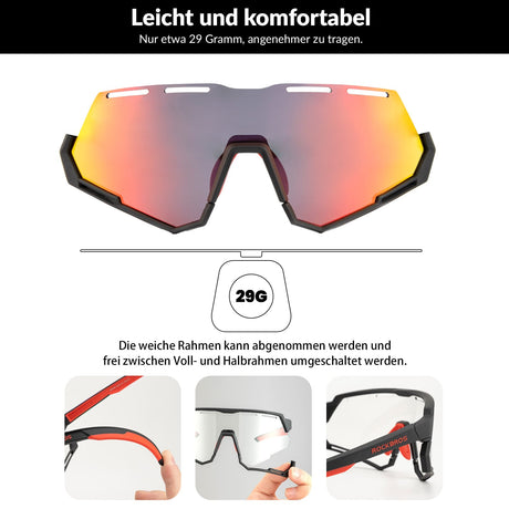 ROCKBROS Fahrradbrille 2-in-1 Sportbrille Polarisiert & Selbsttönend - ROCKBROS-EU