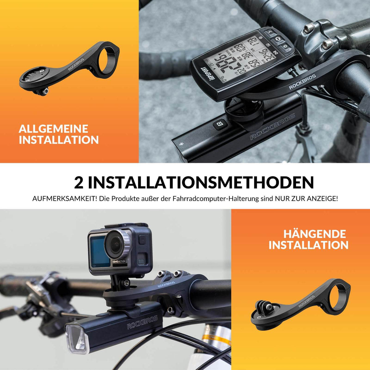 ROCKBROS Fahrradcomputer Halterung Kompatibel mit Garmin/iGPSPORT für Lenker 25.4-31.8mm