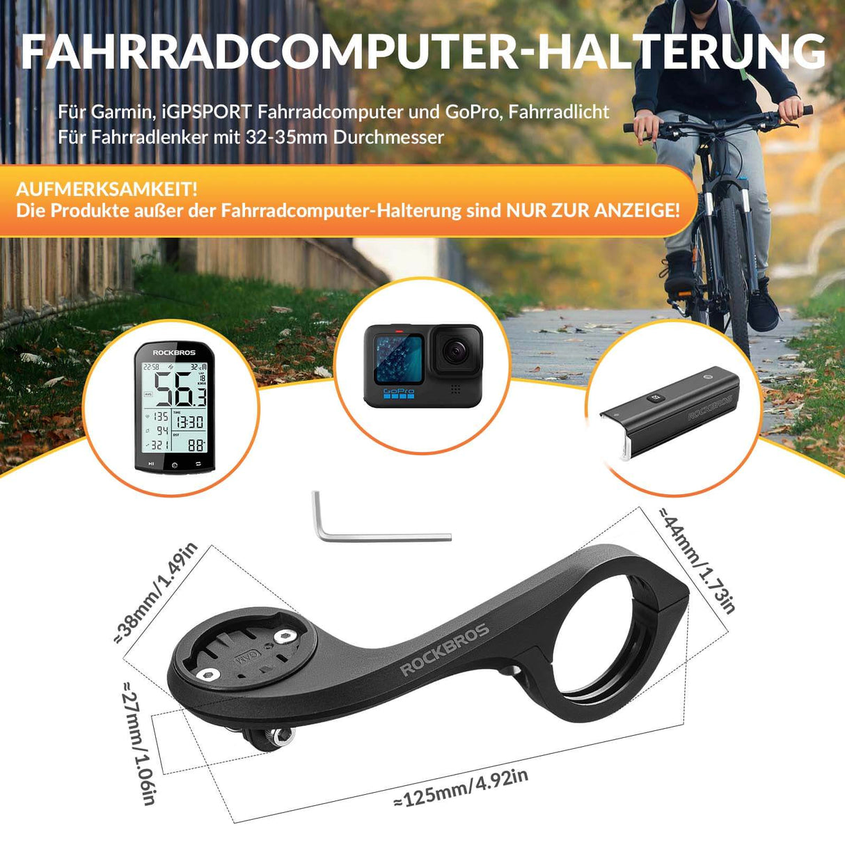 ROCKBROS Fahrradcomputer Halterung Kompatibel mit Garmin/iGPSPORT für Lenker 32-35mm - ROCKBROS-EU