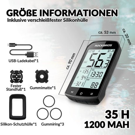 ROCKBROS Fahrradcomputer Kabellos GPS wasserdicht Tachometer und Kilometerzähler - ROCKBROS-EU