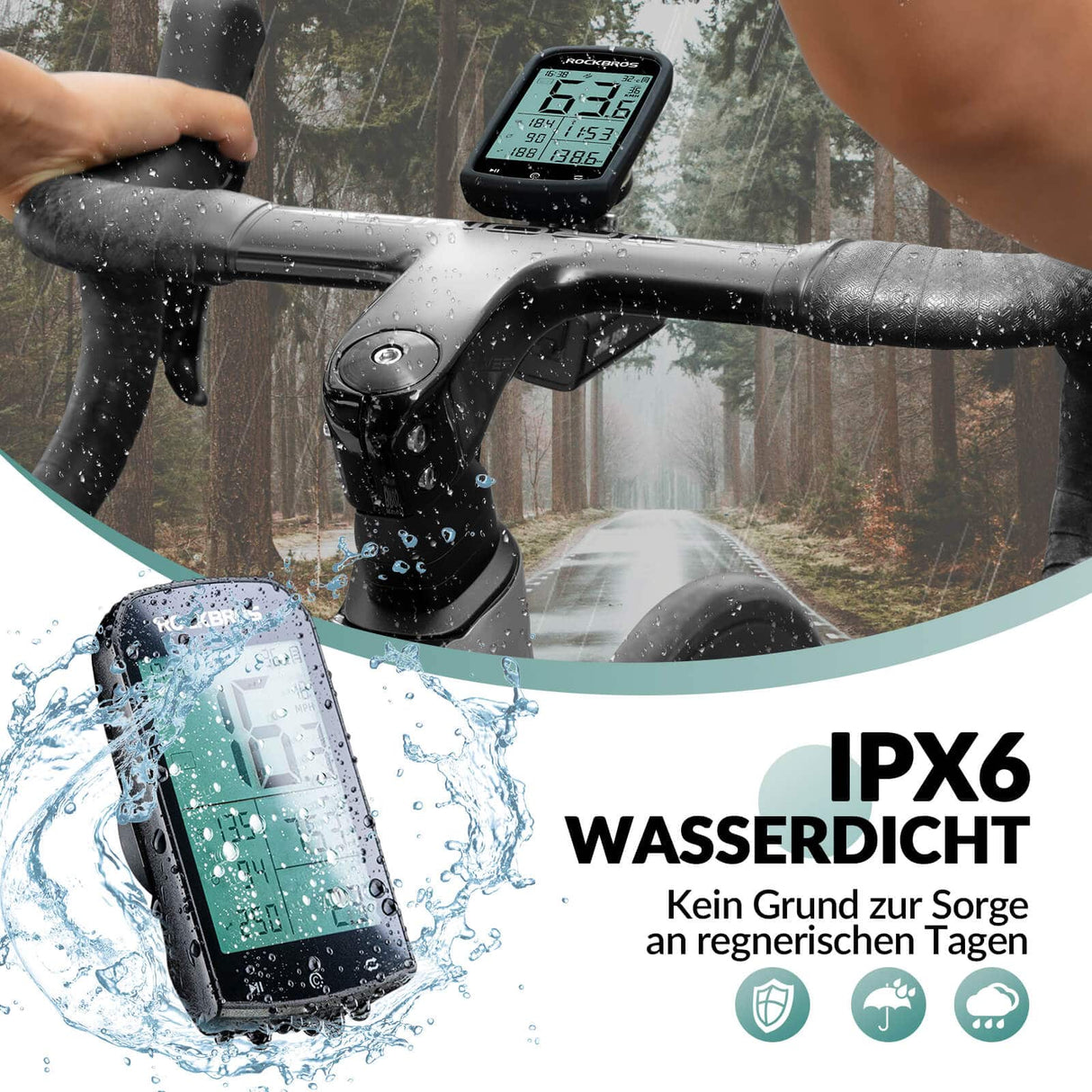 ROCKBROS Fahrradcomputer Kabellos GPS wasserdicht Tachometer und Kilometerzähler - ROCKBROS-EU