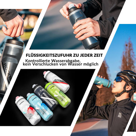 ROCKBROS Fahrradflasche 620 ml Sportflasche mit 5 Stunden Kühlhaltefunktion - ROCKBROS-EU