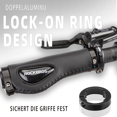 ROCKBROS Fahrradgriffe Ledergriffe für Lenker mit 22,2 mm Durchmesser - ROCKBROS-EU