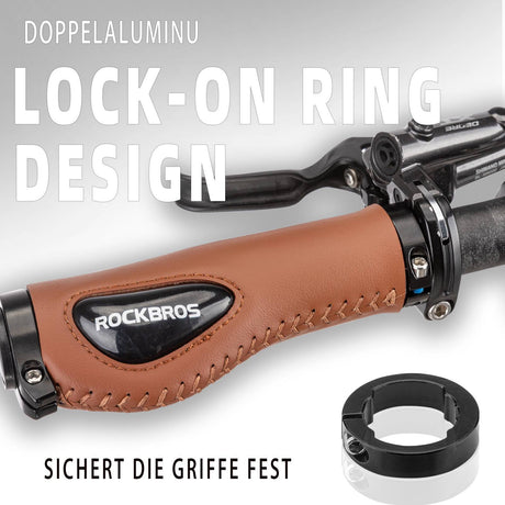 ROCKBROS Fahrradgriffe Ledergriffe für Lenker mit 22,2 mm Durchmesser - ROCKBROS-EU