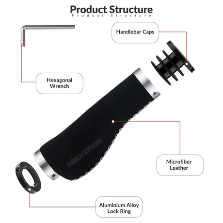 ROCKBROS Fahrradgriffe Ledergriffe für Lenker mit 22,2 mm Durchmesser - ROCKBROS-EU