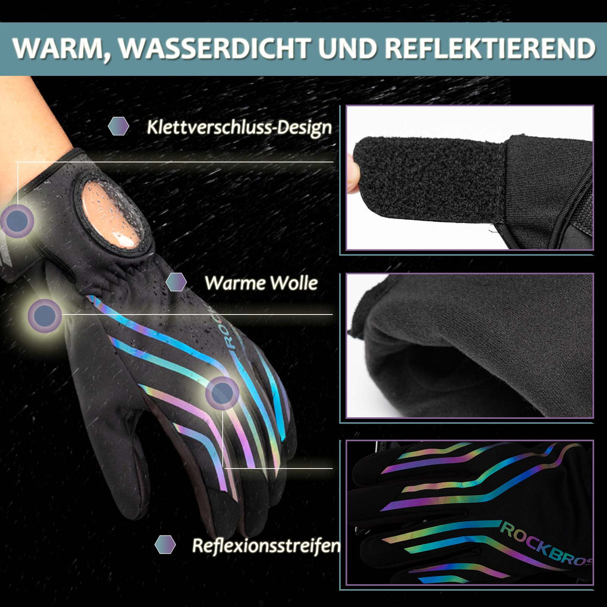 ROCKBROS Fahrradhandschuhe für Lauf, MTB Atmungsaktive Schwarz M-2XL - ROCKBROS-EU