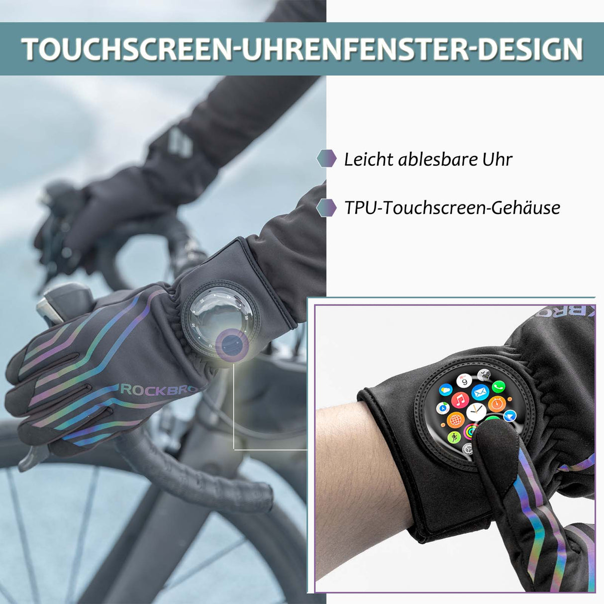 ROCKBROS Fahrradhandschuhe für Lauf, MTB Atmungsaktive Schwarz M-2XL - ROCKBROS-EU