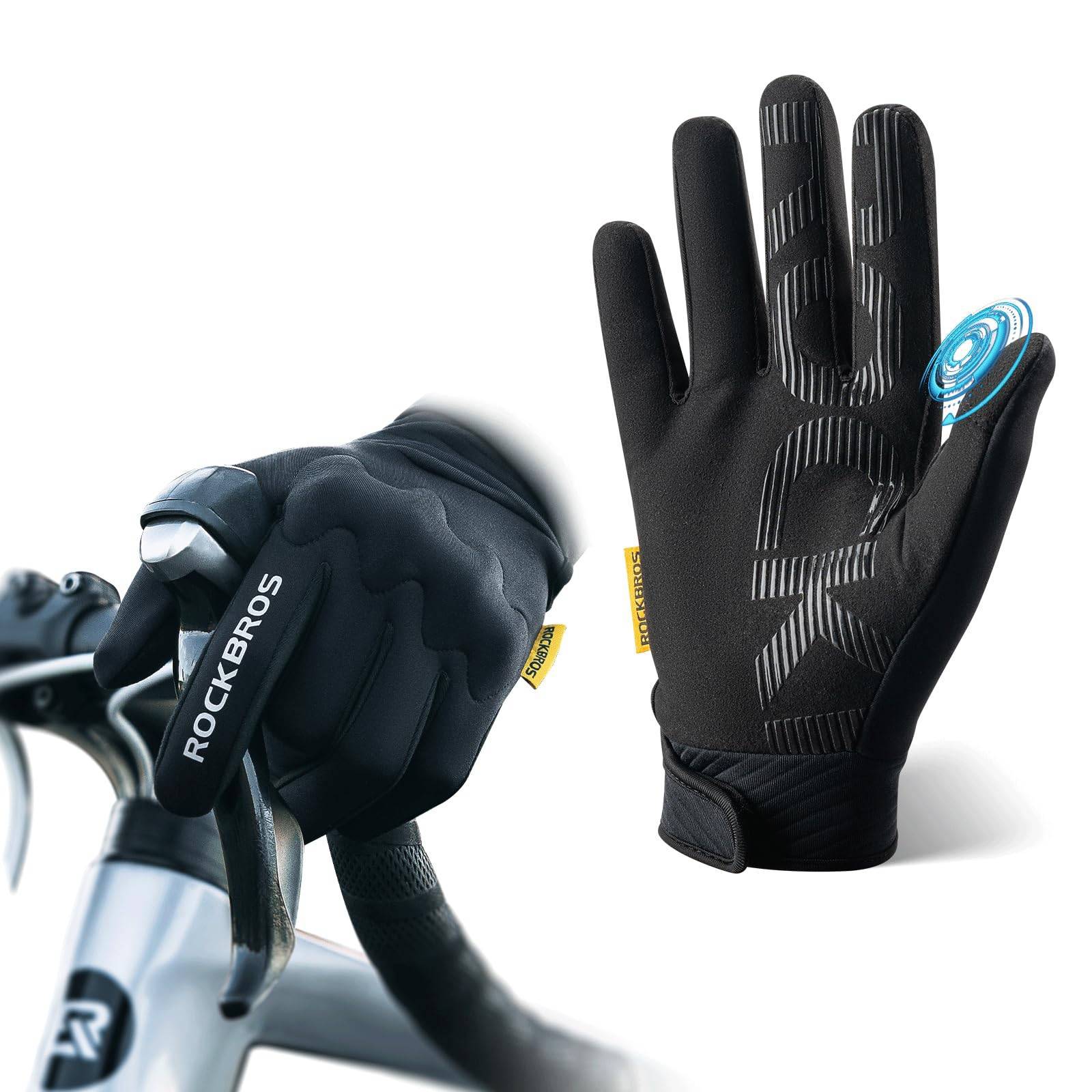 mtb gloves best padded bike gloves ROCKBROS Cycling Gloves Warm Windproof Full Finger Sports Gloves