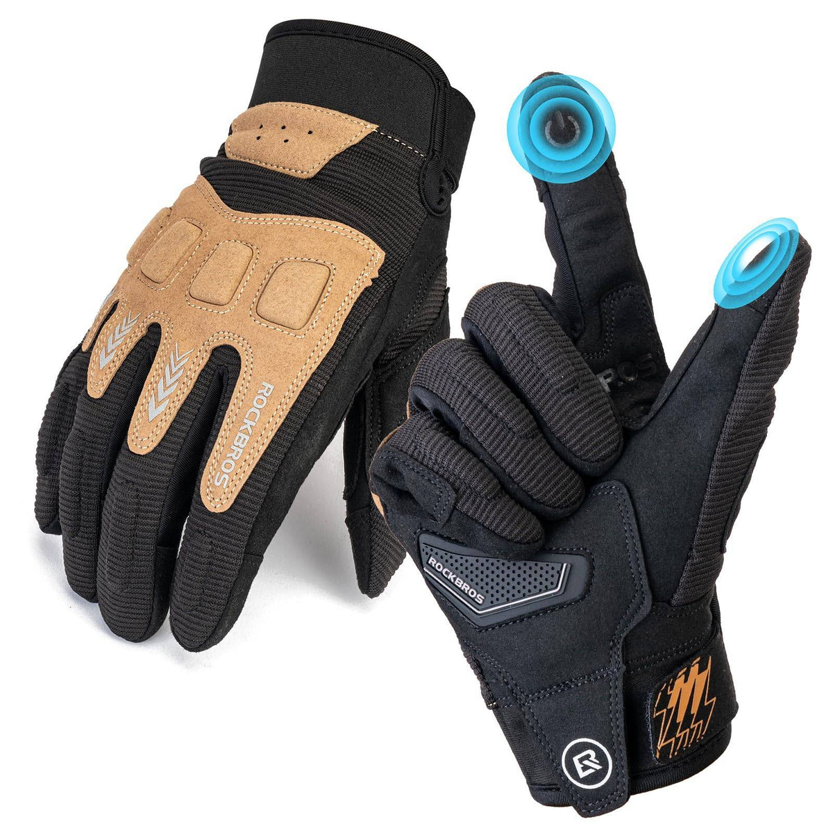 mtb handschuhe herbst ROCKBROS Fahrradhandschuhe Winter Herbst Herren MTB Stoßdämpfend Handschuhe