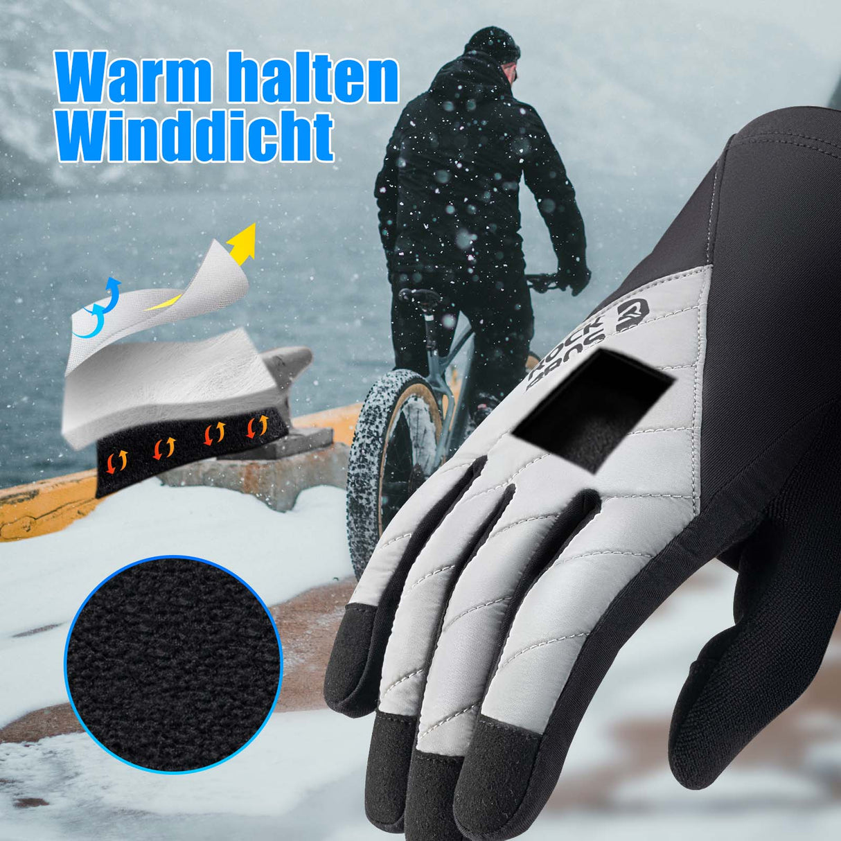 ROCKBROS Fahrradhandschuhe Winter/Herbst Vollfinger Thermo Sport Unisex - ROCKBROS-EU