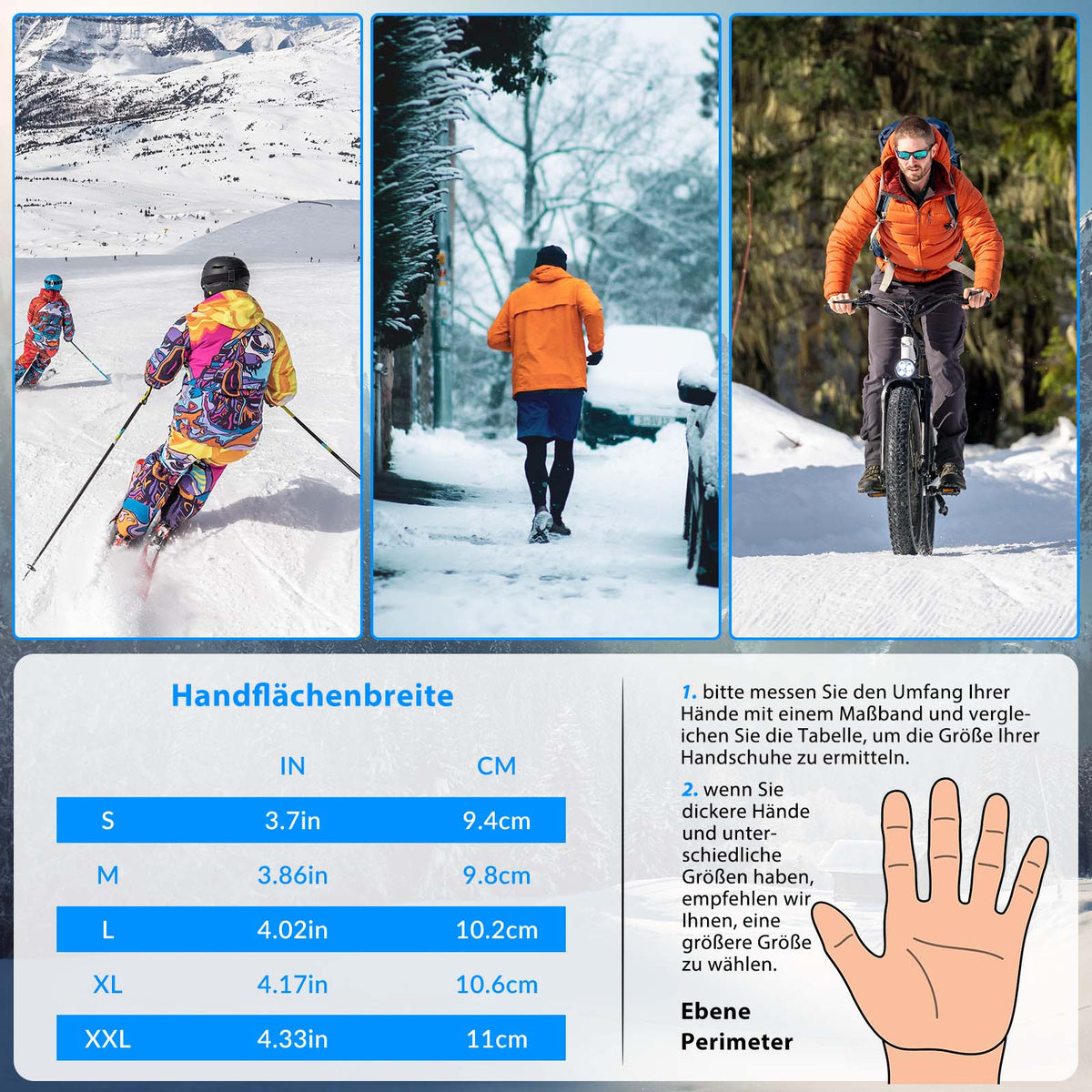 größe fahrradhandschuhe ermitteln ROCKBROS Fahrradhandschuhe Winter/Herbst Vollfinger Thermo Sport Unise –  ROCKBROS-DE