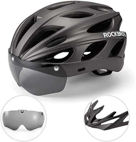 ROCKBROS Fahrradhelm mit integrierter abnehmbarer Magnetbrillen & Visier - ROCKBROS-EU