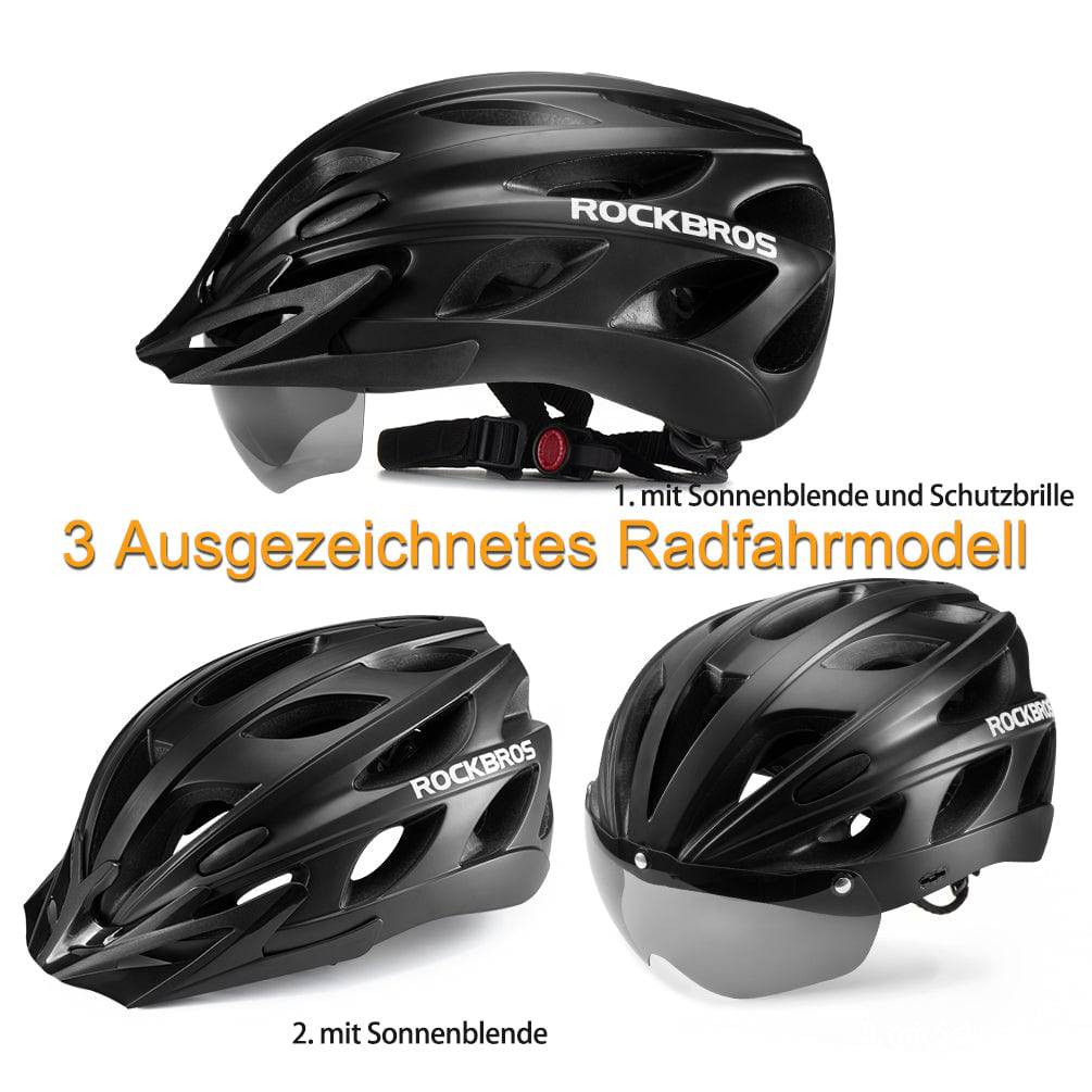 fahrradhelm mit integrierter sonnenblende ROCKBROS bicycle helmet with integrated removable magnetic goggles &am –  ROCKBROS-DE