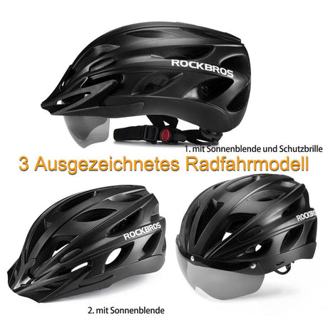 ROCKBROS Fahrradhelm mit integrierter abnehmbarer Magnetbrillen & Visier - ROCKBROS-EU