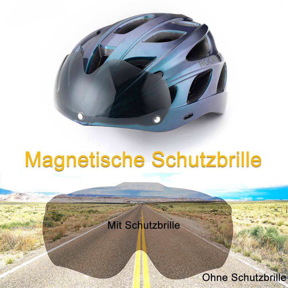 ROCKBROS Fahrradhelm mit integrierter abnehmbarer Magnetbrillen & Visier - ROCKBROS-EU