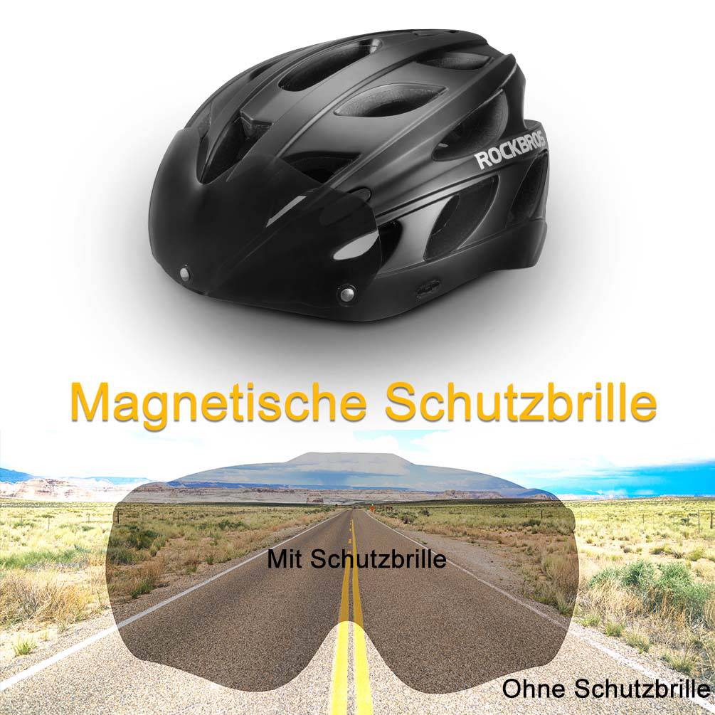 ROCKBROS Fahrradhelm mit integrierter abnehmbarer Magnetbrillen & Visier - ROCKBROS-EU