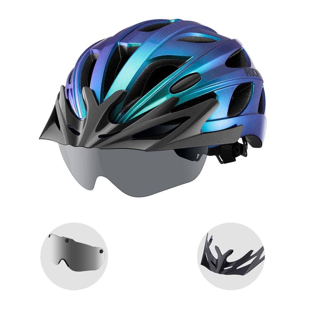 ROCKBROS Fahrradhelm mit integrierter abnehmbarer Magnetbrillen & Visi – ROCKBROS-DE