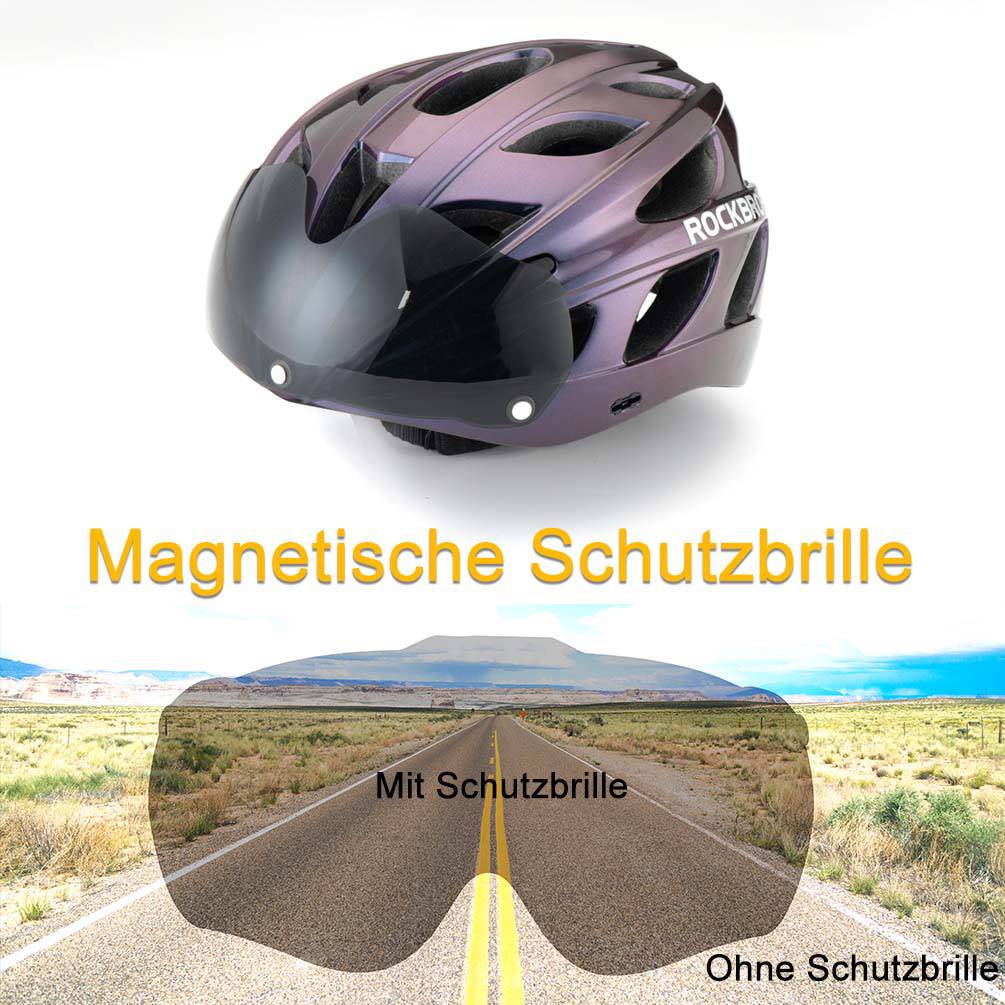 ROCKBROS Fahrradhelm mit integrierter abnehmbarer Magnetbrillen & Visier - ROCKBROS-EU