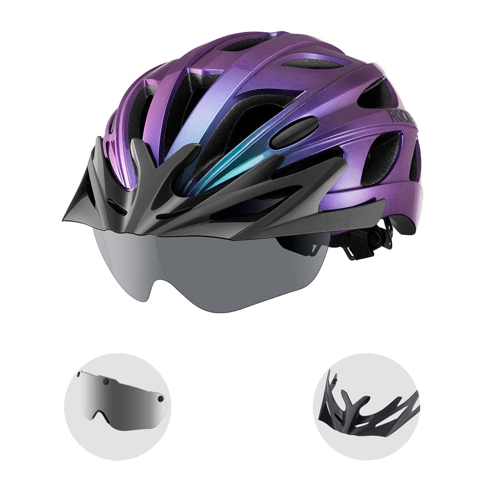 ROCKBROS Fahrradhelm mit integrierter abnehmbarer Magnetbrillen & Visi – ROCKBROS-DE