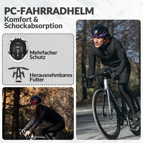 ROCKBROS Fahrradhelm mit Licht, mit USB 1800 mAh Atmungsaktiv 58-60 cm - ROCKBROS-EU