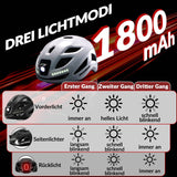 ROCKBROS Fahrradhelm mit Licht, mit USB 1800 mAh Atmungsaktiv 58-60 cm - ROCKBROS-EU