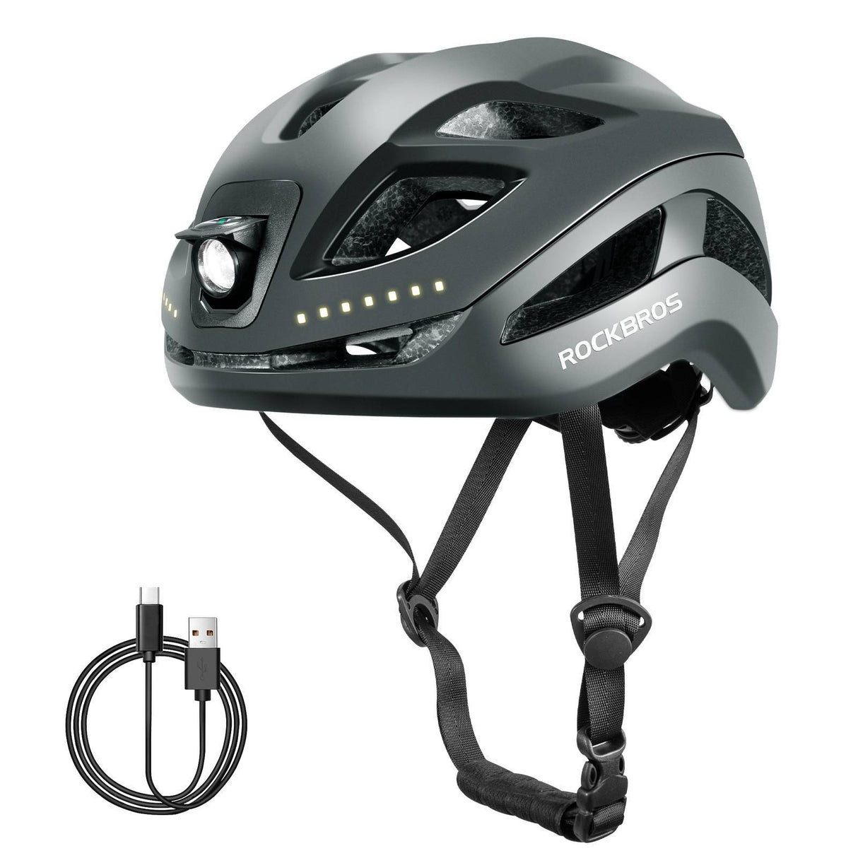 ROCKBROS Fahrradhelm mit Licht, mit USB 1800 mAh Atmungsaktiv 58-60 cm - ROCKBROS-EU