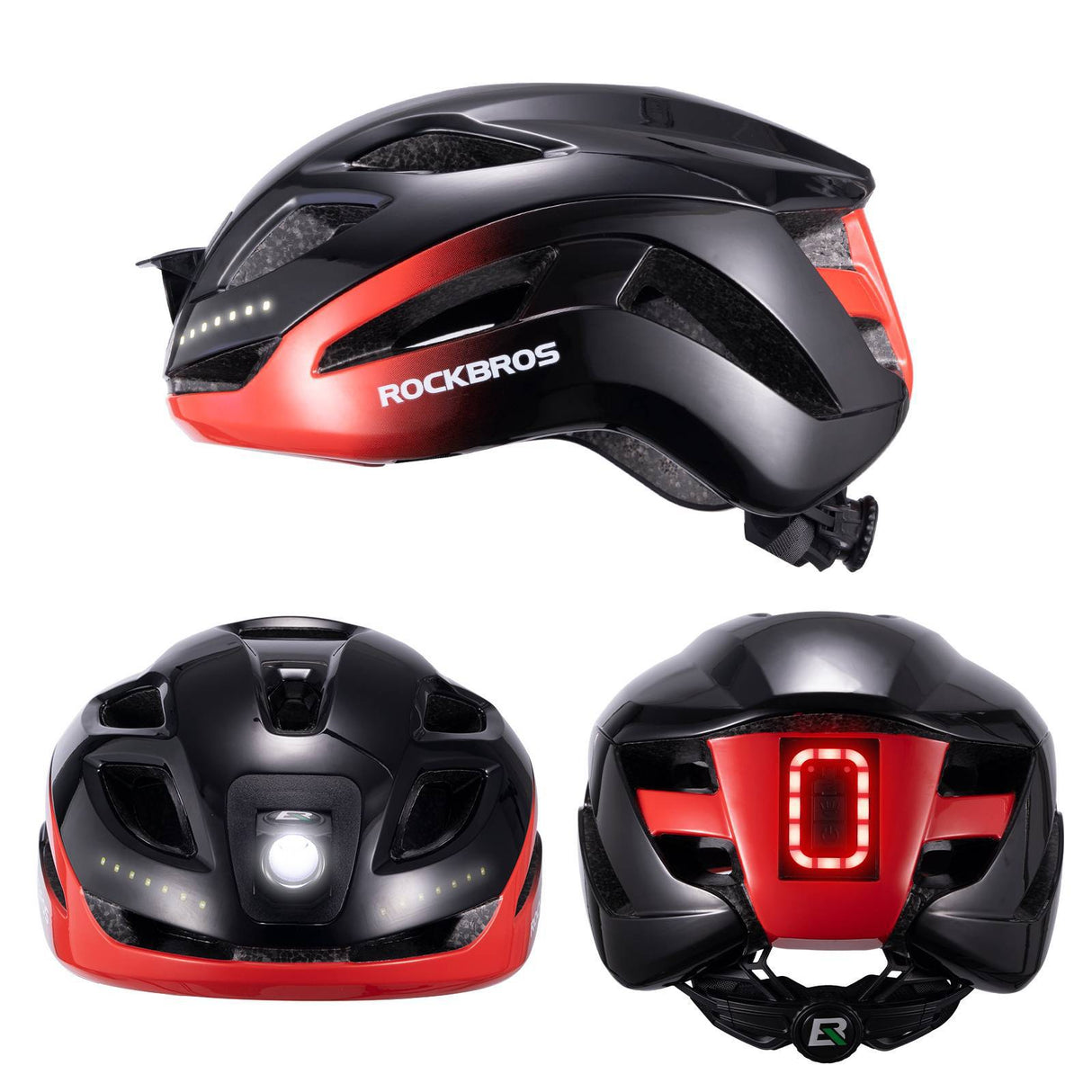 ROCKBROS Fahrradhelm mit Licht, mit USB 1800 mAh Atmungsaktiv 58-60 cm - ROCKBROS-EU