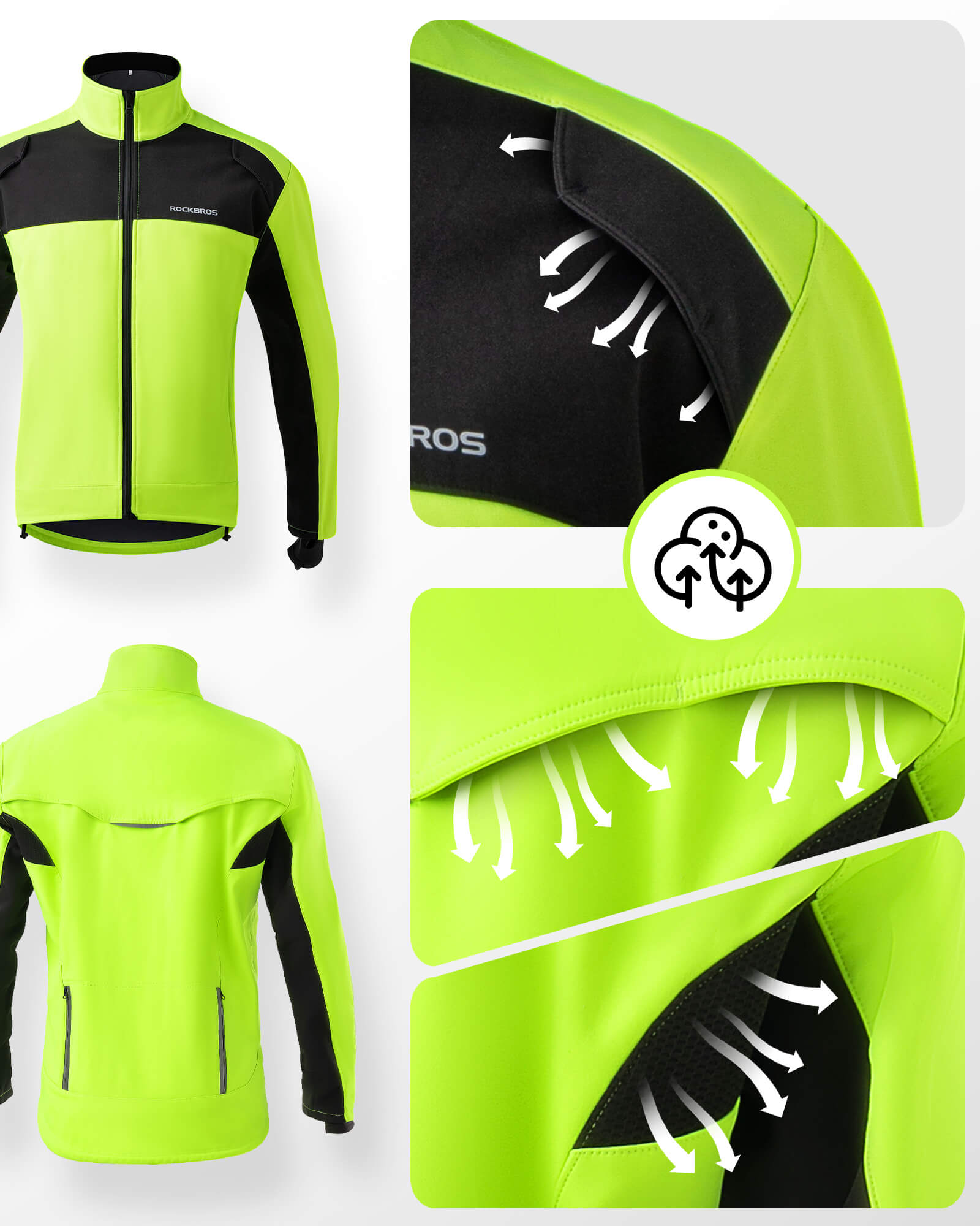 ROCKBROS Fahrradjacke Frühling Herren Radjacke Leuchtendes Grün - ROCKBROS-EU