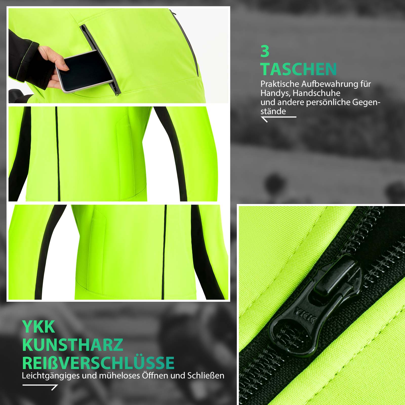 ROCKBROS Fahrradjacke Frühling Herren Radjacke Leuchtendes Grün - ROCKBROS-EU