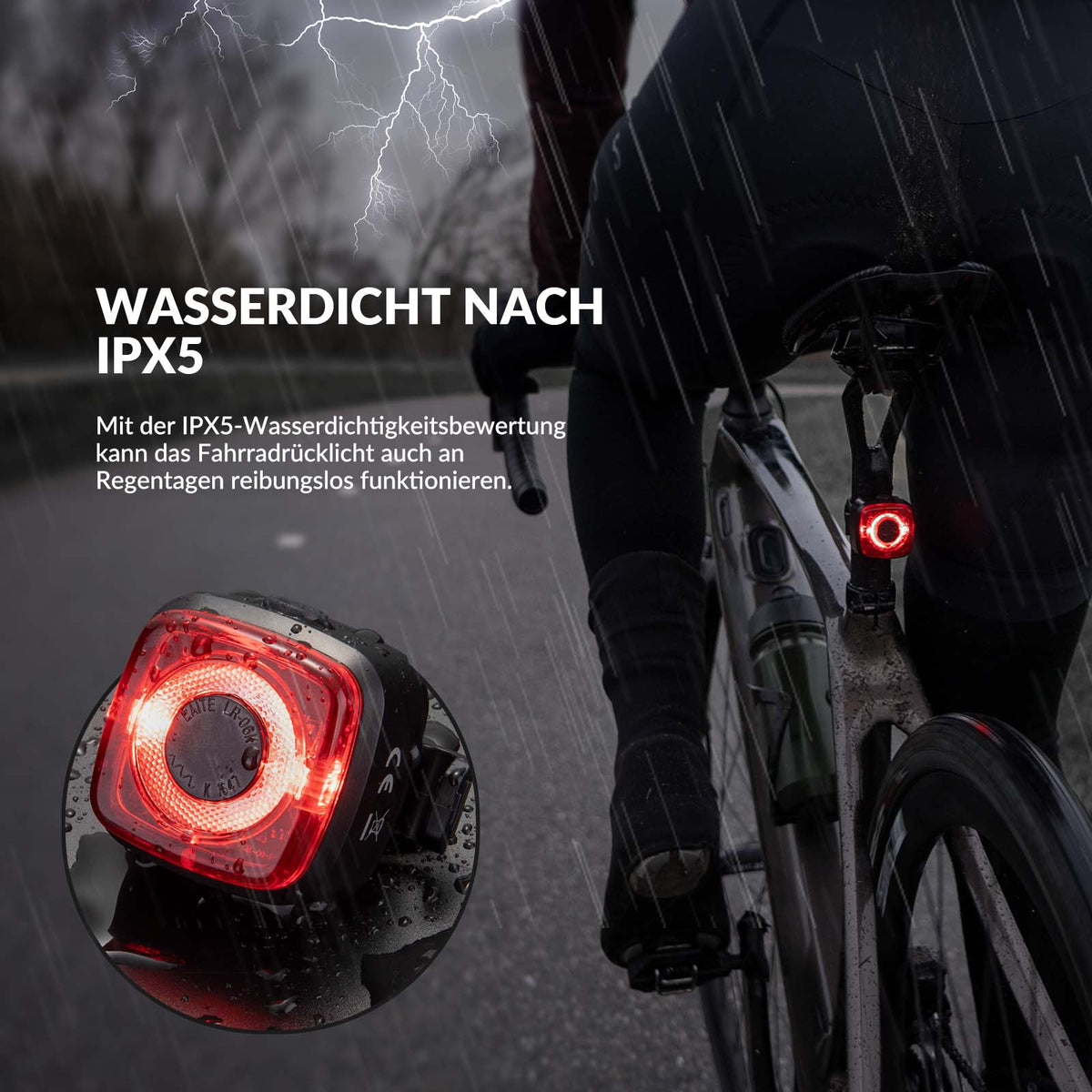 ROCKBROS Fahrradlicht IPX5 Wasserdicht Rücklicht Wiederaufladbar mit U – ROCKBROS-DE