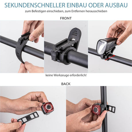 ROCKBROS Fahrradlicht Set USB Aufladbar Fahrrad Frontlicht & Rücklicht - ROCKBROS-EU