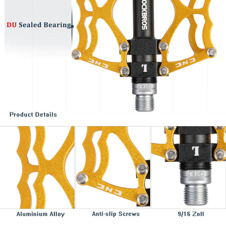 ROCKBROS Fahrradpedale 9/16 Zoll CNC Aluminium mit abgedichteten Lagern - ROCKBROS-EU