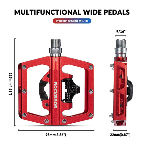 ROCKBROS Fahrradpedale Alu 2 in 1 SPD Pedale für MTB Rennrad Stadtrad - ROCKBROS-EU