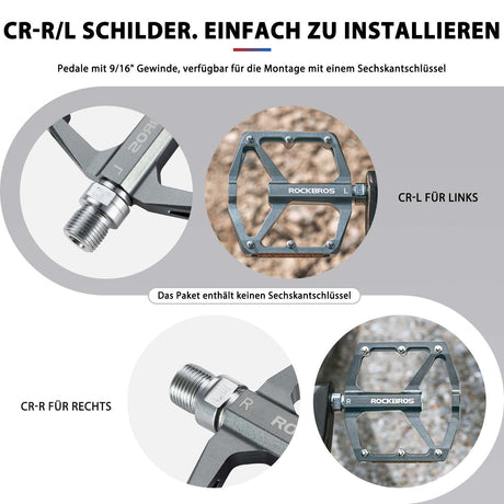 ROCKBROS Fahrradpedale mit Reflektoren aus Aluminiumlegierung 9/16 Zoll - ROCKBROS-EU