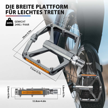 ROCKBROS Fahrradpedale mit Reflektoren aus Aluminiumlegierung 9/16 Zoll - ROCKBROS-EU