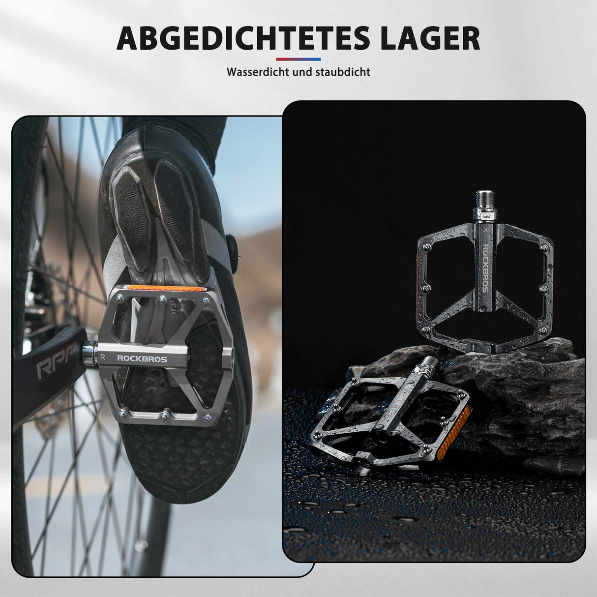 ROCKBROS Fahrradpedale mit Reflektoren aus Aluminiumlegierung 9/16 Zoll - ROCKBROS-EU