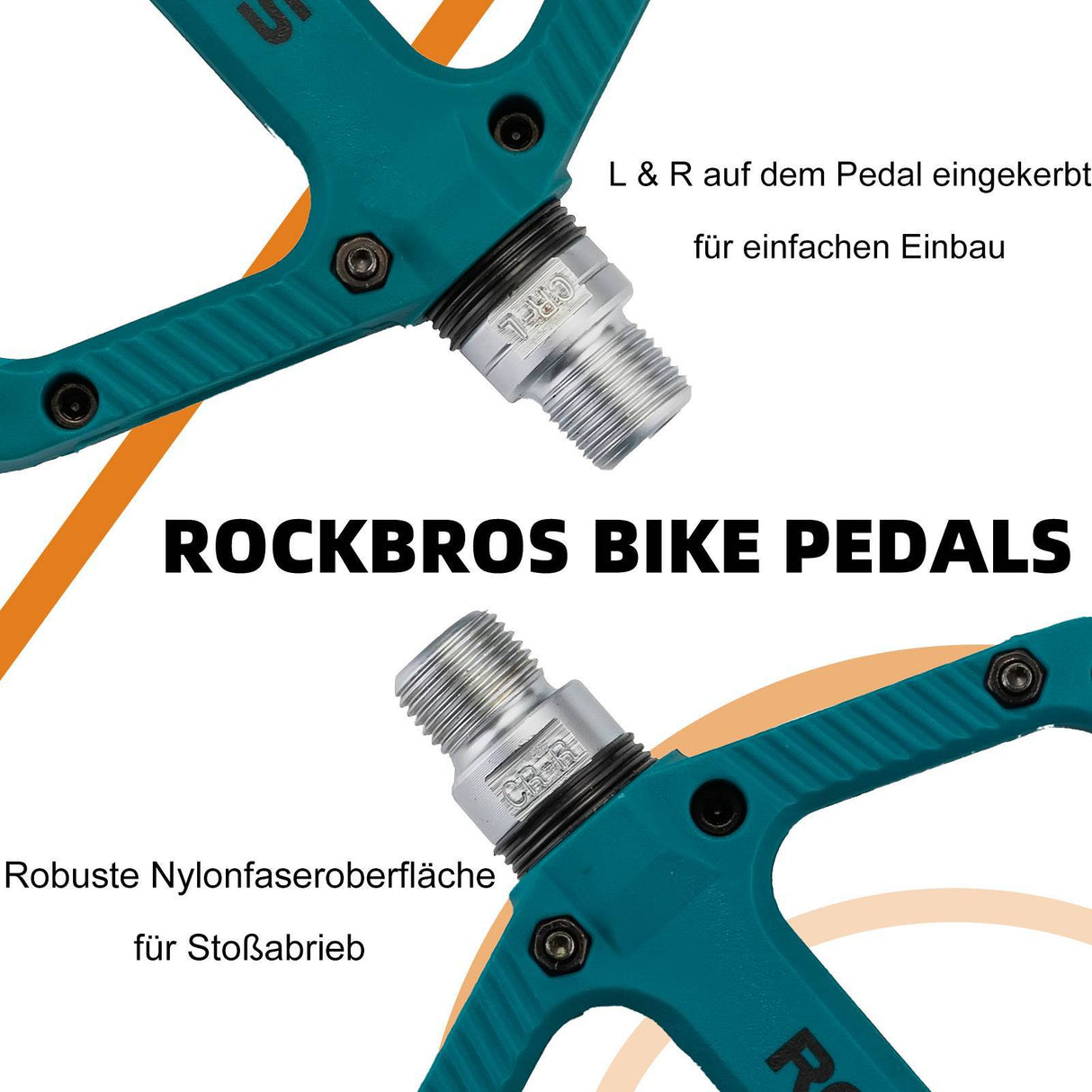 ROCKBROS Fahrradpedale Nylon Flat Pedale 9/16 Zoll mit 3 Bearing - ROCKBROS-EU