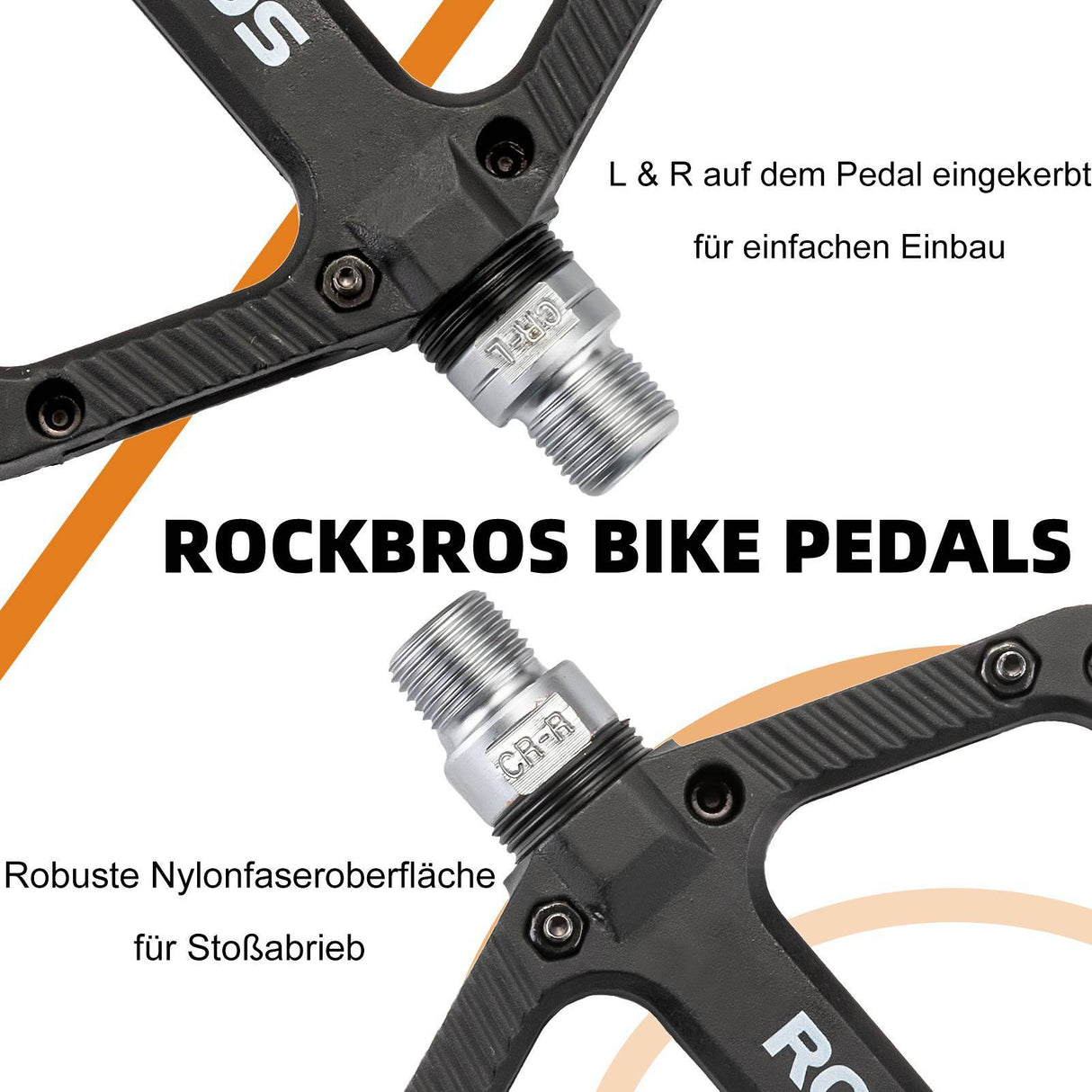 ROCKBROS Fahrradpedale Nylon Flat Pedale 9/16 Zoll mit 3 Bearing - ROCKBROS-EU